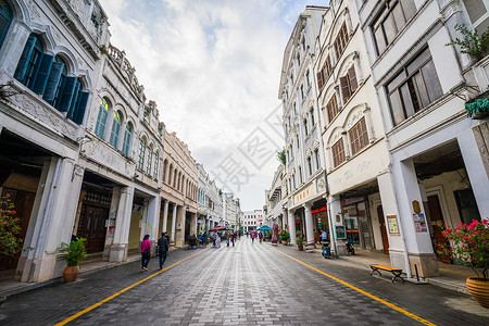 海南骑楼老街海南海口老街风光背景