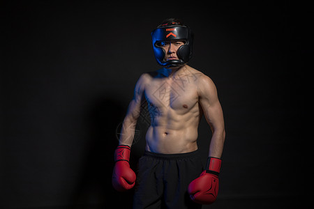运动男性拳击肌肉创意照背景图片