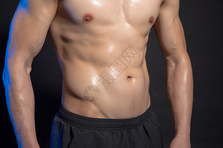 运动男性身材肌肉展示背景图片