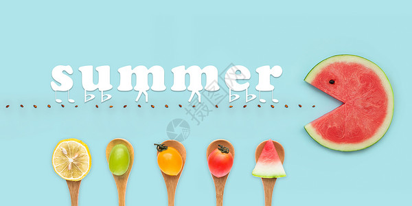 木勺水果夏天设计图片