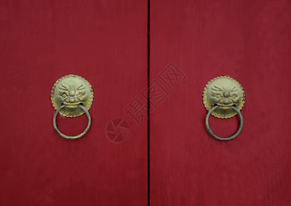 复古的狮子门锁背景图片