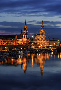 德国著名旅游城市德累斯顿夜景历史高清图片素材