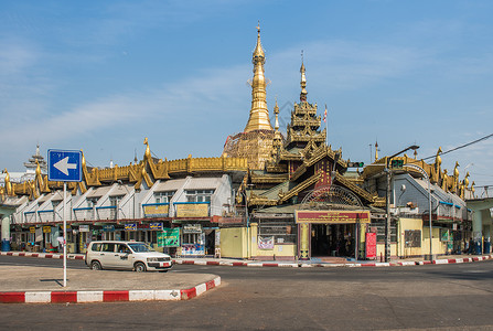 缅甸仰光街景背景图片