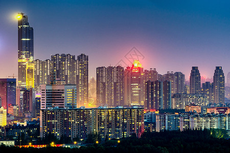 楼宇灯光武汉城市夜景商务区背景