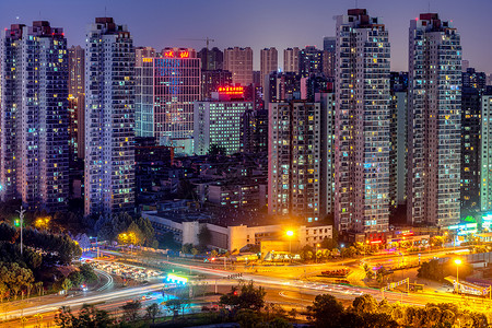 武汉城市夜景风光摩天大厦高清图片素材