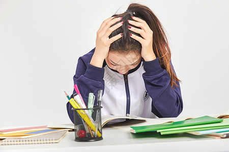 学生痛苦女高中生烦恼困扰表情背景