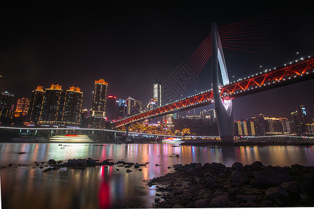 重庆市千厮门长江大桥解放碑全景背景