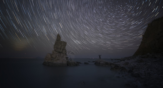 星空下纸箱人星空下的人背景