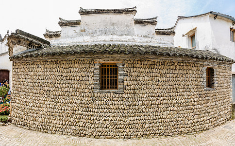 鹅psd素材中式石墙古建筑素材背景
