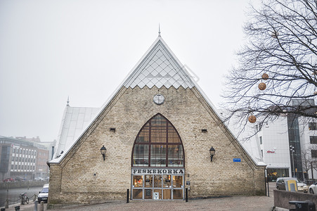 瑞典哥德堡鱼教堂鱼市场背景图片