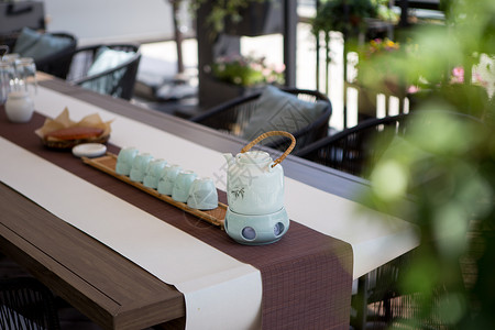 露天茶会中国传统文化茶席桌面背景