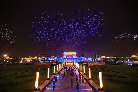 广场跨年盛典西安南门千架无人机秀背景