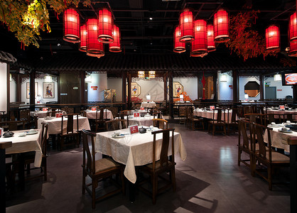 中式柱子中式风格餐厅背景