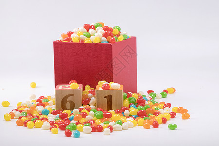梦幻糖果色数字六一儿童节的糖果背景