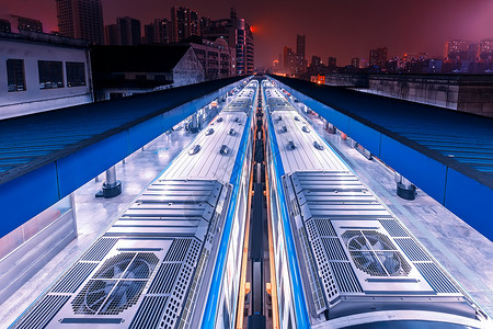 轻轨交通城市轨道交通夜景背景