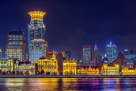 上海外滩浦西夜景欧式建筑高清图片素材