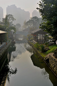 成都天府新区打造的铁像寺水街高清图片