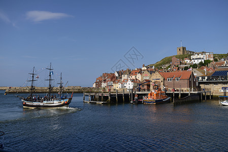 英格兰著名海港小镇惠特比背景图片