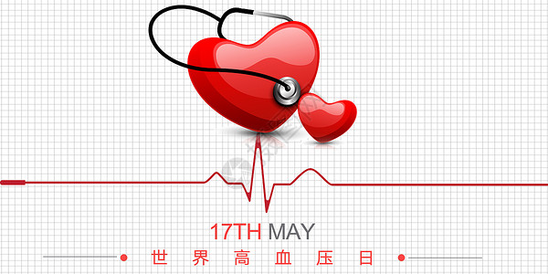 心听诊器世界高血压日设计图片