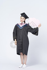 文字白框素材拿着文字框的毕业女学生背景