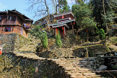 山村小路贵州安堂背景