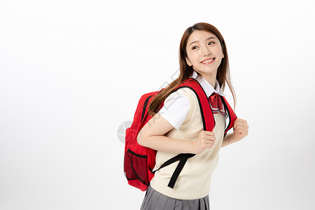 背书包的女高中生背景图片