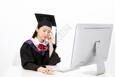 青春迷茫电脑前迷茫的毕业生背景