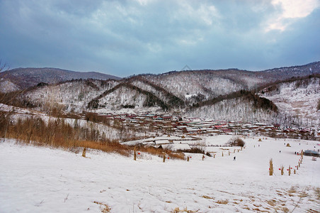 东北滑雪冬季东北雪谷雪乡雪景背景