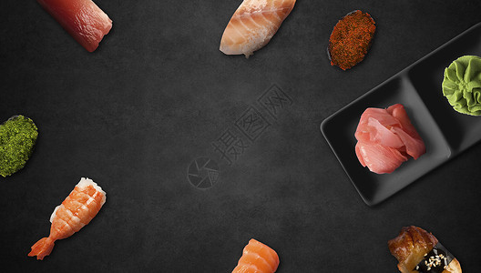 筷子寿司美食海报背景设计图片