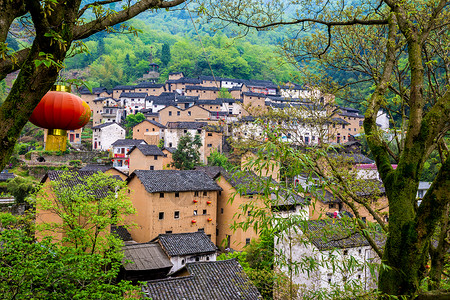 歙县阳产土楼古村落高清图片