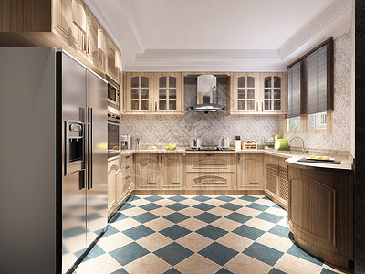 不锈钢线条实木线条厨房设计图片