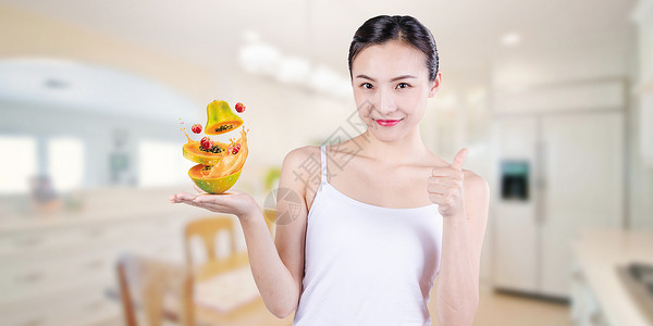 酸奶水果健康饮食设计图片