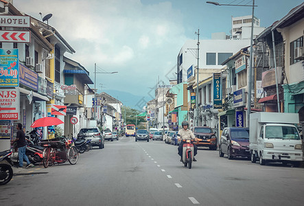马来西亚街头欧式建筑高清图片素材