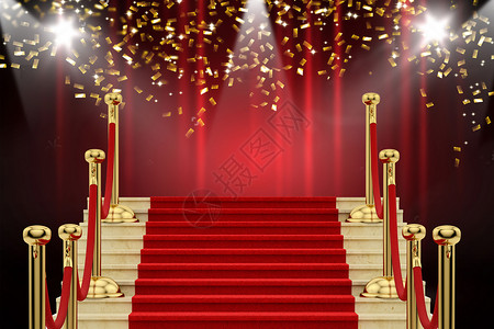 红色舞台灯光红毯舞台设计图片