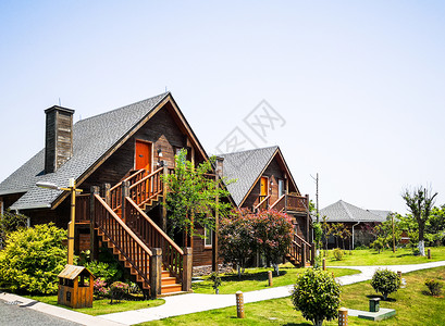 别墅木屋嵊泗海岛上的度假村背景