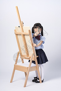 绘画和白色校园画画的小女孩背景