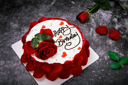 生日夹心蛋糕玫瑰奶油水果生日蛋糕背景