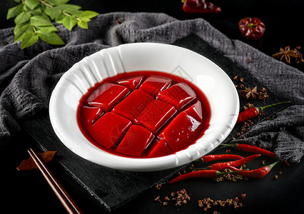 吃番茄酱火锅食材之鸭血背景