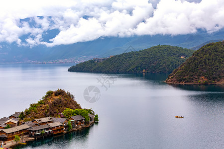 世界著名旅游岛云南泸沽湖风光背景