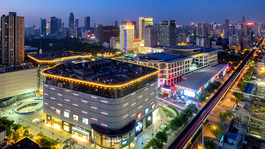 商场房子武汉国际广场商圈夜景背景