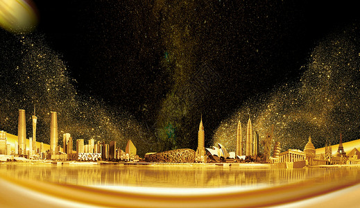 城市流星黑金大气背景设计图片