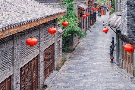 民国街俯瞰古镇青石板路的街背景