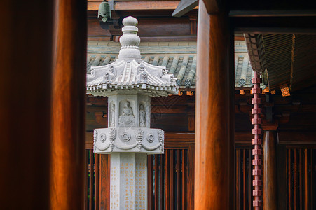 拜佛女寺庙建筑背景