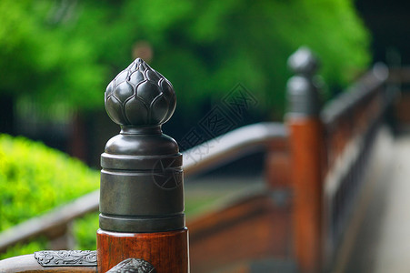 雕花栏杆中国风庭院设计背景