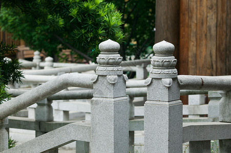 雕花栏杆中国风庭院设计背景