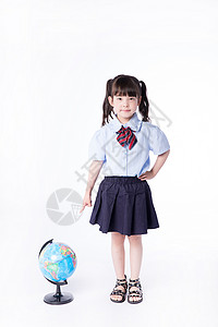 儿童教育小女孩地球仪图片