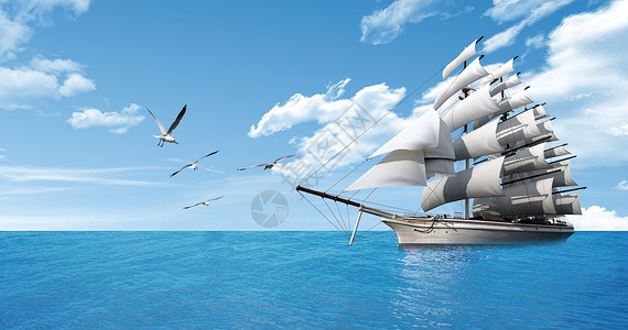 复古帆船企业文化背景设计图片