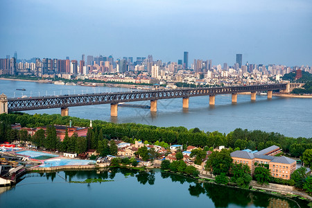 武汉长江大桥风光发展高清图片素材