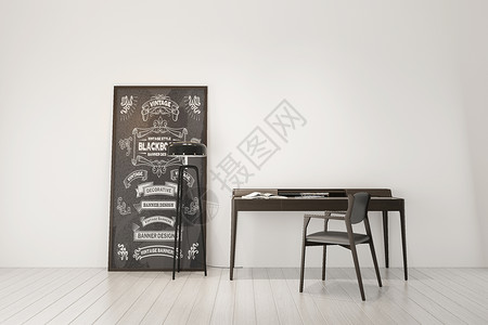 黑板壁纸极简家居设计设计图片