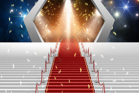 红地毯舞台舞台灯光幕布高清图片